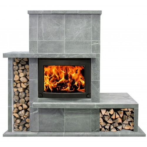 Fireplace set (facing, firebox, bench, firebox)